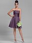 cheap Bridesmaid Dresses-A-Line Strapless Knee Length Satin Bridesmaid Dress with Draping Ruched by LAN TING BRIDE®