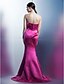 cheap Evening Dresses-Mermaid / Trumpet Elegant Formal Evening Dress Strapless Sleeveless Sweep / Brush Train Satin with Flower 2020