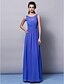 cheap Bridesmaid Dresses-Sheath / Column Jewel Neck Floor Length Chiffon Bridesmaid Dress with Sash / Ribbon / Ruched / Draping / Open Back