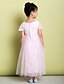 cheap Flower Girl Dresses-A-Line Ankle Length Flower Girl Dress - Lace / Tulle Short Sleeve Jewel Neck with Lace by LAN TING BRIDE®