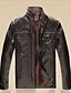 cheap Men&#039;s Jackets-Men&#039;s Solid Colored Faux Leather Light Brown / Black / Brown