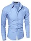 baratos Camisas para Homem-Homens Sólido Camisa Social Casual Azul Marinho / Verde / Azul Claro / Manga Longa