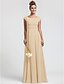 cheap Bridesmaid Dresses-Sheath / Column Bridesmaid Dress Square Neck Short Sleeve Elegant Floor Length Chiffon with Sash / Ribbon / Pleats 2022