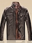 cheap Men&#039;s Jackets-Men&#039;s Solid Colored Faux Leather Light Brown / Black / Brown