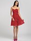 cheap Bridesmaid Dresses-A-Line Sweetheart Short / Mini Chiffon Bridesmaid Dress with Flower Cascading Ruffles Side Draping by