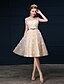 cheap Cocktail Dresses-A-Line See Through Dress Jewel Neck Sleeveless Knee Length Tulle Charmeuse with Sash / Ribbon Flower 2020