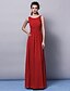 cheap Bridesmaid Dresses-Sheath / Column Jewel Neck Floor Length Chiffon Bridesmaid Dress with Sash / Ribbon / Ruched / Draping / Open Back