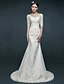 cheap Wedding Dresses-Mermaid / Trumpet V Neck Sweep / Brush Train Lace Made-To-Measure Wedding Dresses with Beading / Appliques by