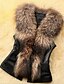 cheap Women&#039;s Furs &amp; Leathers-Women&#039;s Sophisticated Summer Plus Size Short Fur Coat, Solid Colored / Patchwork V Neck Sleeveless Faux Fur Bow Black / Yellow XL / XXL / XXXL