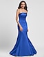 cheap Bridesmaid Dresses-Mermaid / Trumpet Bridesmaid Dress Strapless Sleeveless Lace Up Floor Length Satin with Side Draping 2023