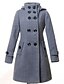 cheap Women&#039;s Coats &amp; Trench Coats-ZAY Women&#039;s New Double Breasted Stand Long Sleeve Hooded Slim Coat