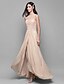 cheap Bridesmaid Dresses-A-Line Bridesmaid Dress Bateau Neck Sleeveless Furcal Asymmetrical Chiffon / Lace Bodice with Lace / Criss Cross 2022