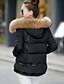 cheap Women&#039;s Puffer&amp;Parka-Women&#039;s Winter Padded Parka Plus Size Solid Colored Faux Fur Cotton Long Sleeve Hooded Black / Yellow / Red M / L / XL