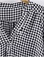 cheap Plus Size Tops-Women&#039;s Plus Size Shirt Plaid Check Deep V Tops Loose Black