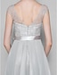 cheap Bridesmaid Dresses-A-Line Bateau Neck Knee Length Chiffon / Lace Bridesmaid Dress with Lace