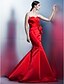 cheap Evening Dresses-Mermaid / Trumpet Dress Formal Evening Floor Length Sleeveless Sweetheart Satin with Bow(s) Side Draping 2024