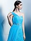 Χαμηλού Κόστους Φορέματα για Ειδικές Περιστάσεις-Ίσια Γραμμή Κομψό Επίσημο Βραδινό Φόρεμα Ένας Ώμος Αμάνικο Μακρύ Σιφόν Δαντέλα με Δαντέλα Που καλύπτει 2020