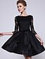 cheap Romantic Lace Dresses-Women&#039;s Lace Plus Size Going out Sophisticated Lace Little Black Skater Dress - Solid Colored Boat Neck Spring Black XXXL XXXXL XXXXXL