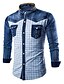 Недорогие Джинсовые куртки-Муж. Рубашка Хлопок Однотонный / Контрастных цветов / Длинный рукав