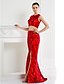 cheap Evening Dresses-Two Piece Mermaid / Trumpet Two Piece Formal Evening Dress Jewel Neck Sleeveless Sweep / Brush Train Sequined with Split Front