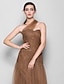 Χαμηλού Κόστους Φορέματα Παρανύμφων-κατάλληλος&amp;amp; Φόρεμα παράνυμφου flare φόρεμα για έναν ώμο αμάνικο κομψό τούλι στο πάτωμα με σταυρό