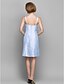 זול שמלות לאם הכלה-מעטפת \ עמוד בטו צוואר באורך  הברך תחרה / טפטה שמלה לאם הכלה  עם תחרה על ידי LAN TING BRIDE®