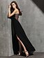 cheap Evening Dresses-Sheath / Column Minimalist See Through Holiday Cocktail Party Formal Evening Dress One Shoulder Sleeveless Floor Length Spandex with Beading 2022
