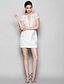 cheap Bridesmaid Dresses-Sheath / Column Bridesmaid Dress Scoop Neck Short Sleeve See Through Short / Mini Lace with Lace