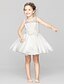 Χαμηλού Κόστους Λουλουδάτα φορέματα για κορίτσια-Γραμμή Α Κοντό / Μίνι Φόρεμα για Κοριτσάκι Λουλουδιών Χαριτωμένο φόρεμα χορού Πολυεστέρας με Ζώνη / Κορδέλα Κατάλληλο 3-16 ετών