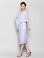 cheap Mother of the Bride Dresses-Sheath / Column Jewel Neck Knee Length Chiffon / Lace Mother of the Bride Dress with Lace by LAN TING BRIDE®