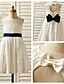 olcso Šaty pro družičky-A-Line Tea Length Flower Girl Dress - Lace Sleeveless Jewel Neck with Bow(s) by LAN TING BRIDE®