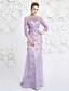 preiswerte Abendkleider-A-Linie Formeller Abend Kleid U-Ausschnitt Boden-Länge Satin mit Perlenstickerei 2020