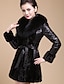 Недорогие шерп куртки-Жен. Пальто Вечерние Для шоппинга На каждый день Винтаж Длинная Однотонный Черный XS / S / M