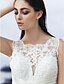 cheap Wedding Dresses-A-Line Wedding Dresses Bateau Neck Knee Length Organza Regular Straps Formal Casual Little White Dress Illusion Detail Backless with Lace Insert