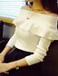 cheap Women&#039;s Sweaters-Women&#039;s Off The Shoulder|Ruffle Fashion All Match Solid Pullover,Casual/Work Long Sleeve Ruffle