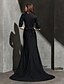 preiswerte Abendkleider-Eng anliegend Promi-Stil Kleid Festtage Cocktailparty Pinsel Schleppe Halbe Ärmel V Ausschnitt Gestrickt mit Plissee 2024
