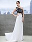 cheap Special Occasion Dresses-Sheath / Column Color Block Formal Evening Black Tie Gala Dress One Shoulder Sleeveless Sweep / Brush Train Jersey with Appliques 2020