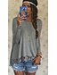 cheap Plus Size Tops-Women&#039;s Blouse Patchwork Round Neck Gray Daily Weekend Lace Clothing Apparel Cotton / Long Sleeve / Loose Fit