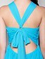 billige Brudepigekjoler-skede/søjle brudepigekjole halter neck ærmeløs åben ryg gulvlængde chiffon med krys