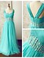 cheap Prom Dresses-A-Line Open Back Prom Formal Evening Dress Straps Sleeveless Floor Length Chiffon Tulle with Criss Cross Beading 2020