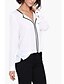 billige Bluser og skjorter til kvinner-Bomull Hvit Medium Langermet,V-hals Skjorte Ensfarget Vår Enkel Fritid/hverdag Dame
