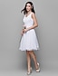 Χαμηλού Κόστους Φορέματα Παρανύμφων-Γραμμή Α Scoop Neck Μέχρι το γόνατο Σιφόν Φόρεμα Παρανύμφων με Χάντρες / Πιασίματα με LAN TING BRIDE®