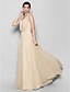 cheap Bridesmaid Dresses-A-Line Bridesmaid Dress Strapless / V Neck Sleeveless Elegant Floor Length Chiffon with Lace