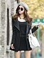 cheap Women&#039;s Coats &amp; Trench Coats-Women&#039;s Coat Work Daily Fall Long Coat Regular Fit Basic Jacket Long Sleeve Black Gray / Round Neck