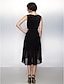 cheap Cocktail Dresses-A-Line Color Block Cocktail Party Dress Square Neck Sleeveless Asymmetrical Chiffon with Pleats 2020