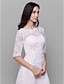 cheap Bridesmaid Dresses-A-Line Bateau Neck Knee Length Lace / Satin Bridesmaid Dress with Lace / Beading