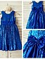 cheap Flower Girl Dresses-A-Line Knee Length Flower Girl Dress - Satin / Sequined Sleeveless Scoop Neck with Sequin / Bow(s) / Sash / Ribbon by LAN TING BRIDE®