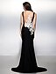 Χαμηλού Κόστους Βραδινά Φορέματα-Ίσια Γραμμή Όμορφη Πλάτη Φόρεμα Επίσημο Βραδινό Ουρά Αμάνικο Λαιμός σέσουλα Ζέρσεϊ με Σχέδιο / Στάμπα 2022 / Αντιλαμβάνομαι