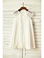 cheap Flower Girl Dresses-Sheath / Column Knee Length Flower Girl Dress - Chiffon Lace Short Sleeves Scoop Neck with Pleats by LAN TING BRIDE®