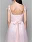 cheap Bridesmaid Dresses-A-Line Scoop Neck Floor Length Lace Over Tulle Bridesmaid Dress with Lace